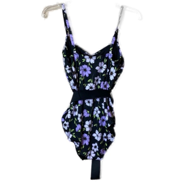 Miracle Brands Floral Belt One Piece Swimsuit Sz M - Picture 3 of 8